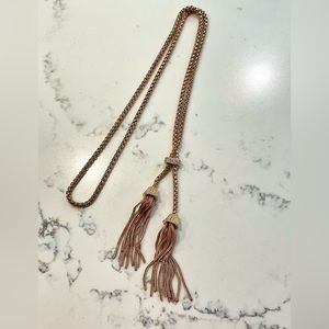 Banana Republic Long Gold Plated Necklace with Adjustable Tassels.